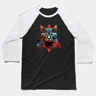 Geometric Cat Art Baseball T-Shirt